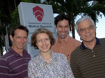 Professor Green’s team, from left, Dr Nick Hayward, Dr Penny Webb, Dr David Whiteman and Professor Peter Parsons