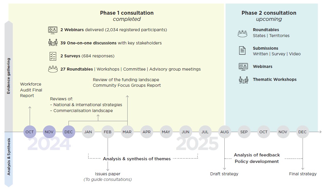 Figure 2 A timeline of the National Strategy development process. Details in text under image.