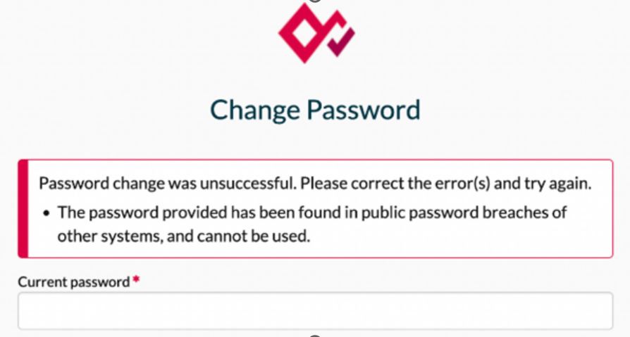 Change password login screen