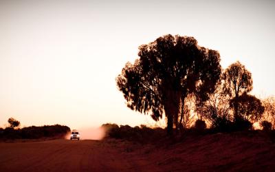 Car driving on outback road